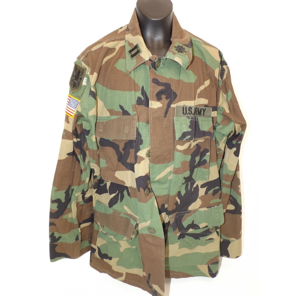 U.S. Army M81 Jacket Field Coat & Military Intelligence Patch- Men's Small Short